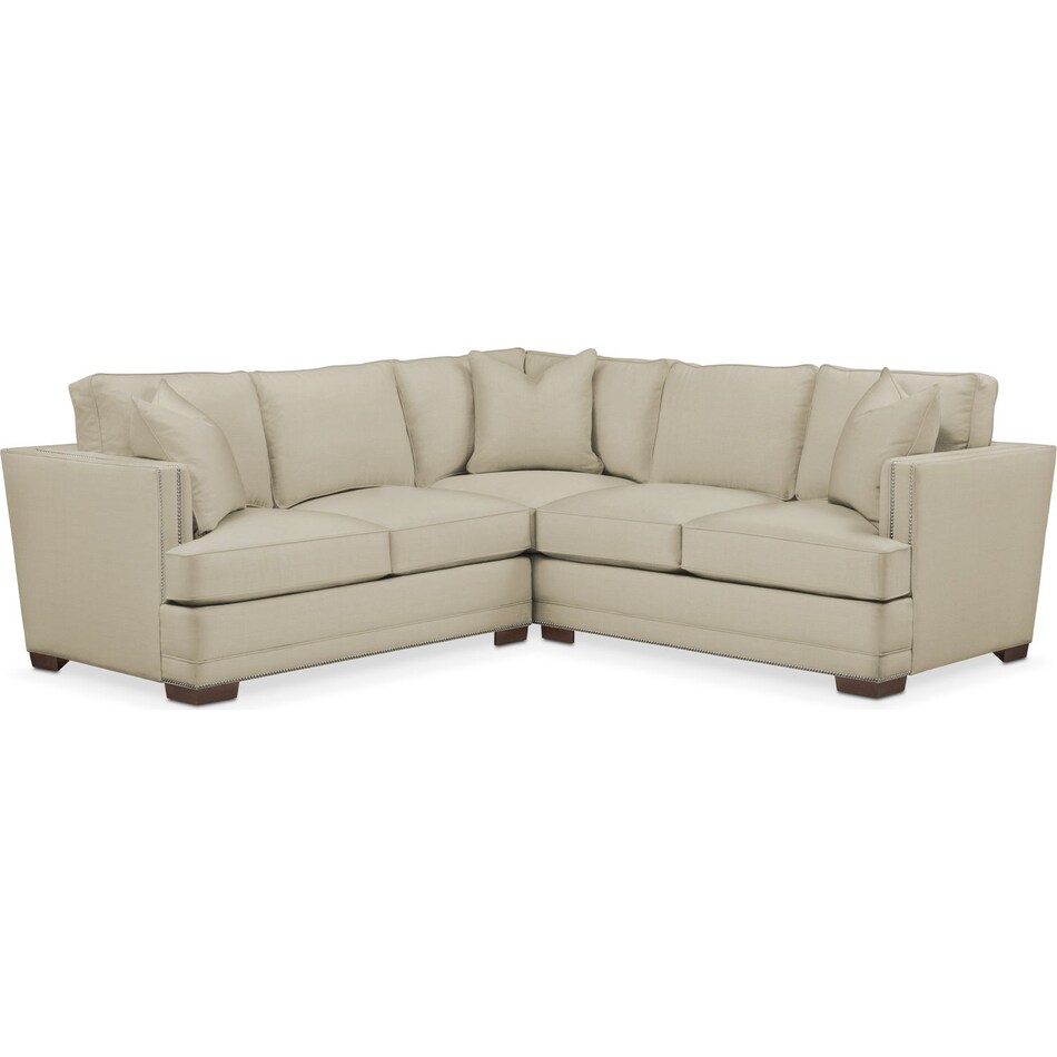 light brown  pc sectional with left arm facing loveseat   