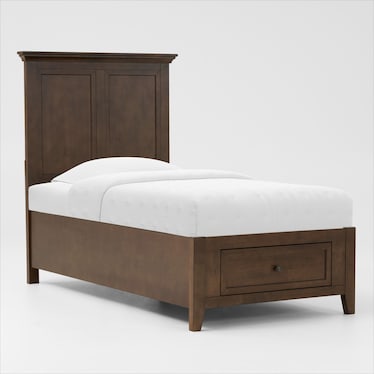 Lincoln Solid Wood 5-Piece Twin Youth Storage Bedroom Set with Dresser and Mirror - Hickory