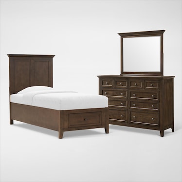 Lincoln Solid Wood 5-Piece Youth Bedroom Set with Dresser and Mirror