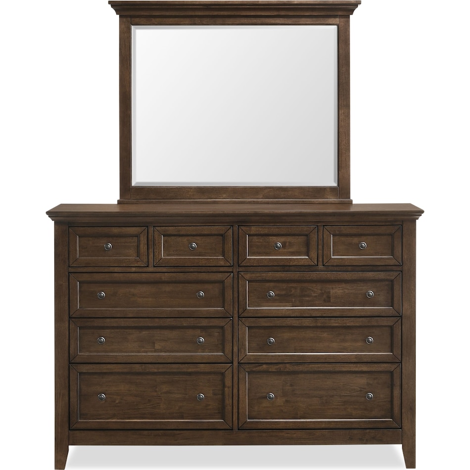 lincoln dark brown dresser and mirror   