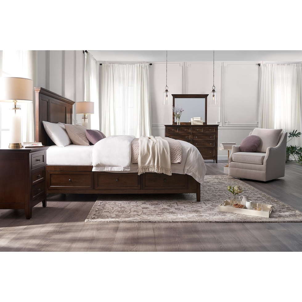lincoln dark brown king bed   