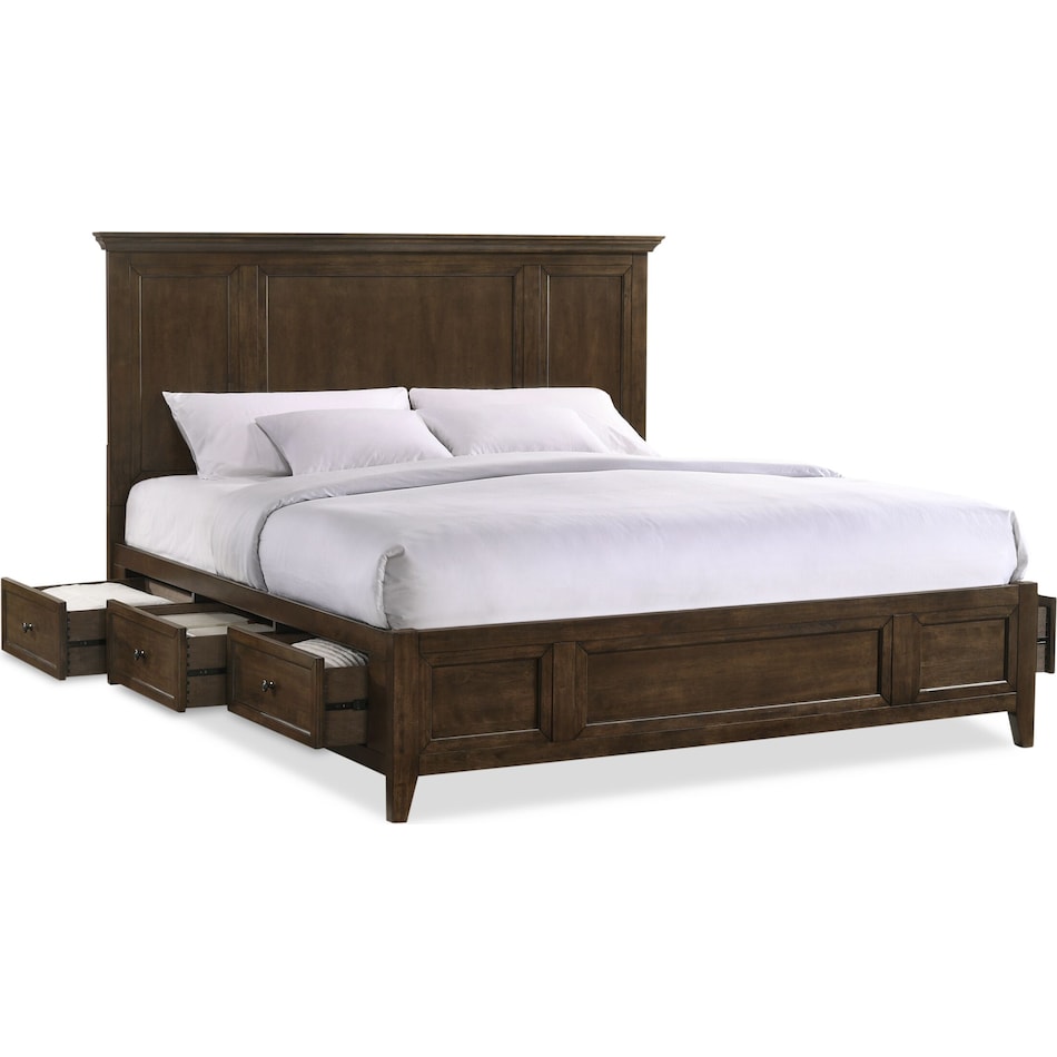 lincoln dark brown queen storage bed   