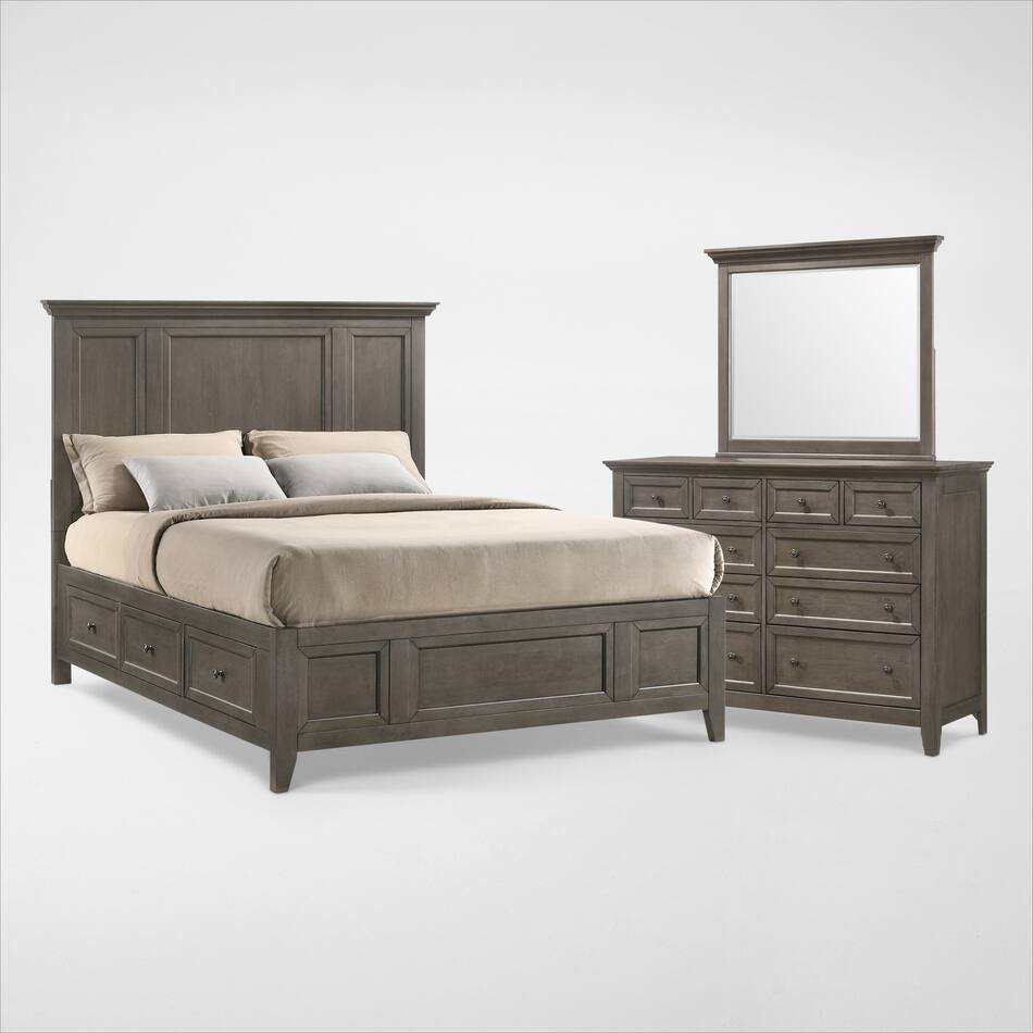 Lincoln 5Piece Storage Bedroom Set with Dresser and Mirror American