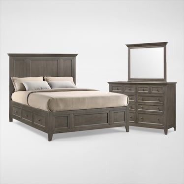 Lincoln 5-Piece Storage Bedroom Set with Dresser and Mirror