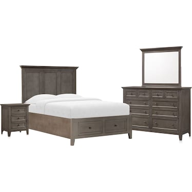 Lincoln Solid Wood 6-Piece Youth Bedroom Set with Nightstand, Dresser and Mirror