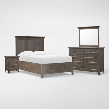 Lincoln Solid Wood 6-Piece Youth Bedroom Set with Nightstand, Dresser and Mirror