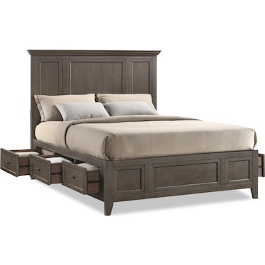 Lincoln 6-Piece Storage Bedroom Set with Nightstand, Dresser and Mirror
