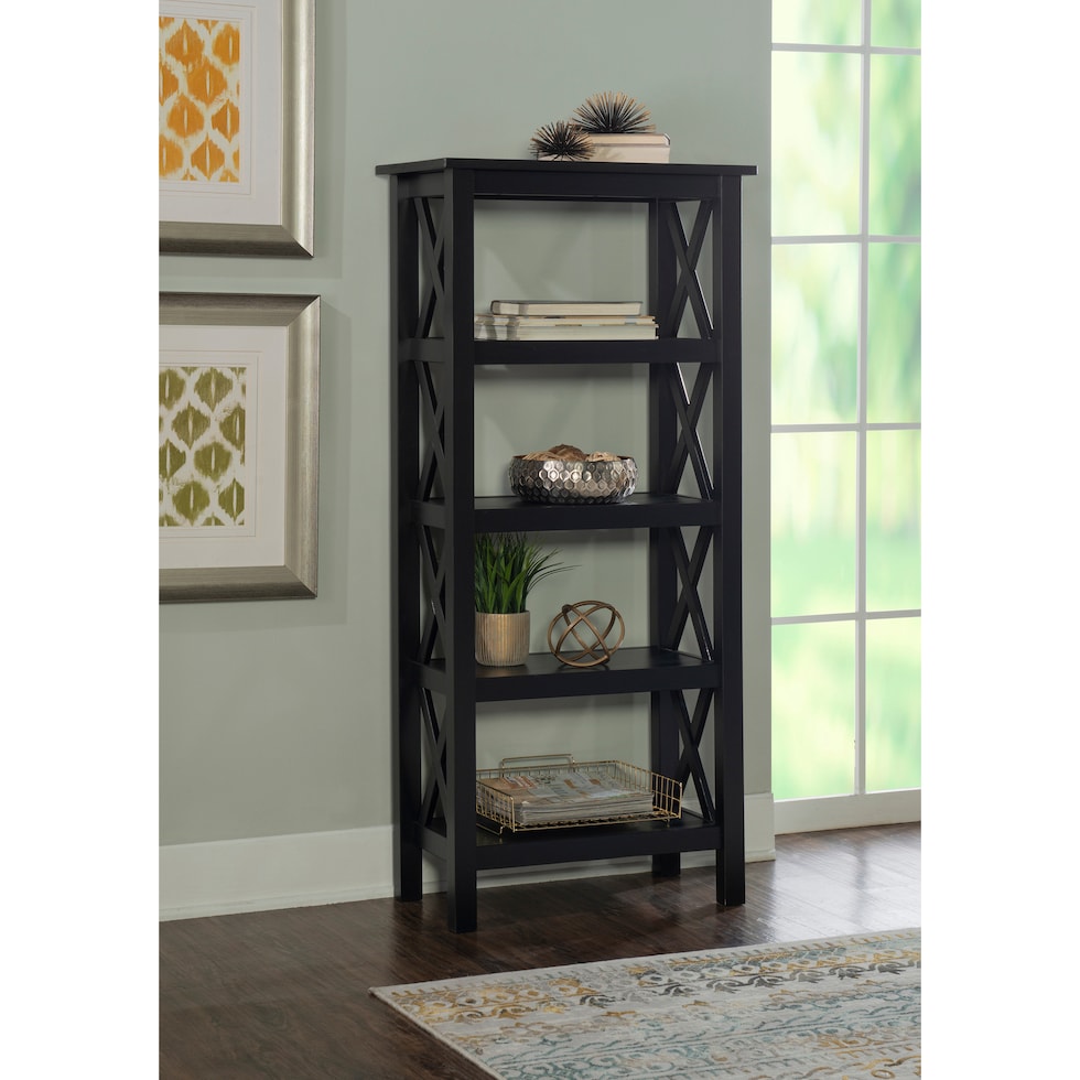 linna black bookcase   