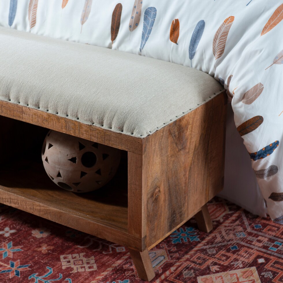 linny dark brown storage bench   