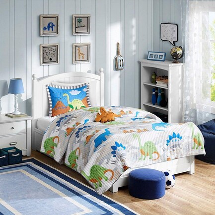 Little Foot 3-Piece Twin Bedding Set - Blue and Green