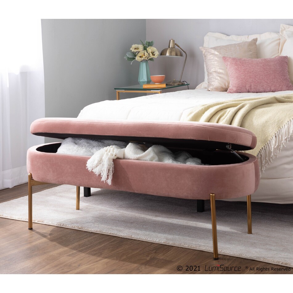 liverpool pink storage bench   