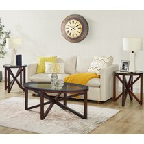 livy dark brown  pc occasional tables   