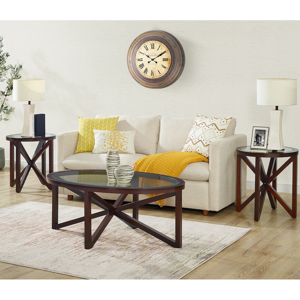 livy dark brown  pc occasional tables   