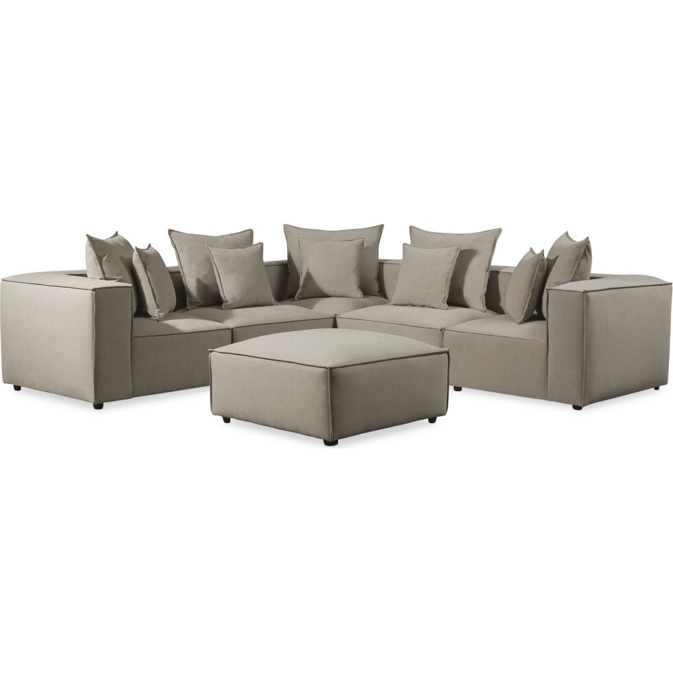 logan gray  pc sectional and ottoman   