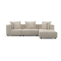 logan light brown  pc sectional and ottoman   