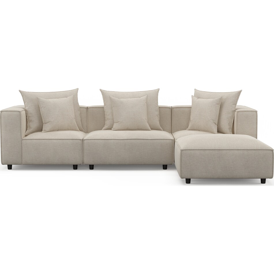 logan light brown  pc sectional and ottoman   