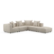 logan light brown  pc sectional and ottoman   
