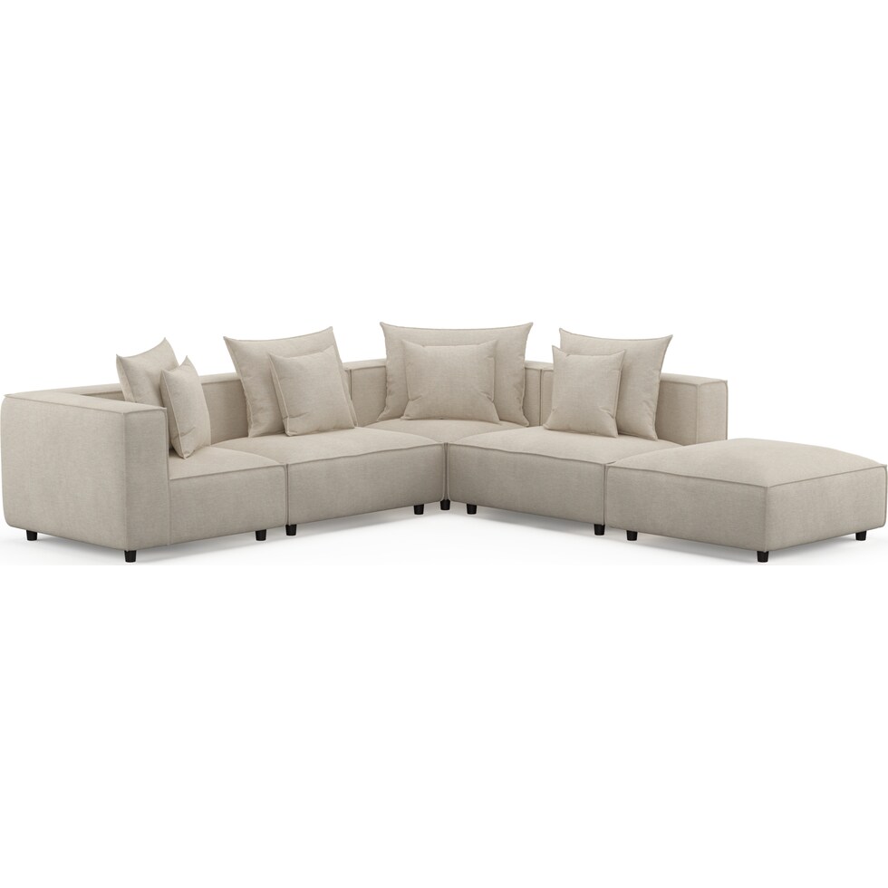 logan light brown  pc sectional and ottoman   