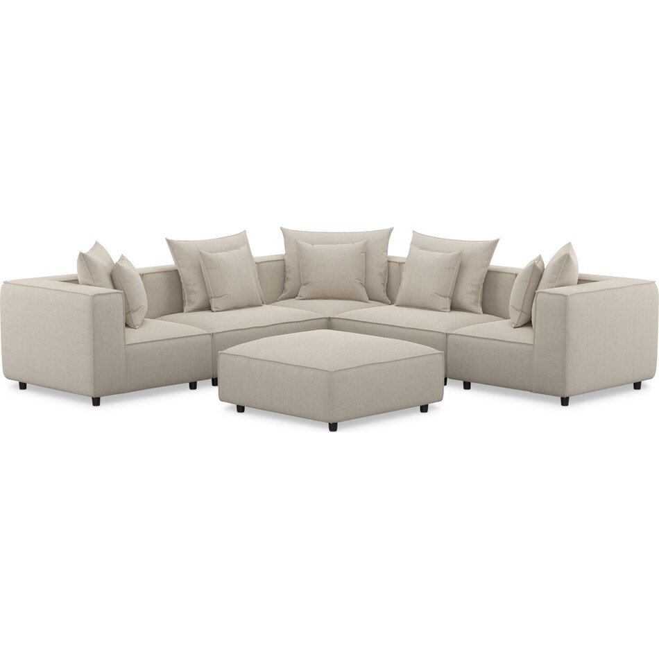 logan white  pc sectional and ottoman   