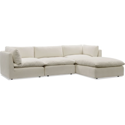 Lola 3-Piece Sectional and Ottoman Set - Ivory