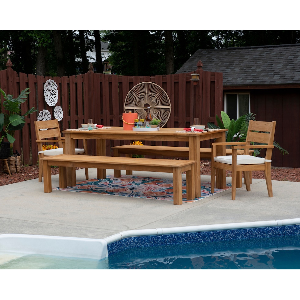 long beach light brown  pc outdoor dining   