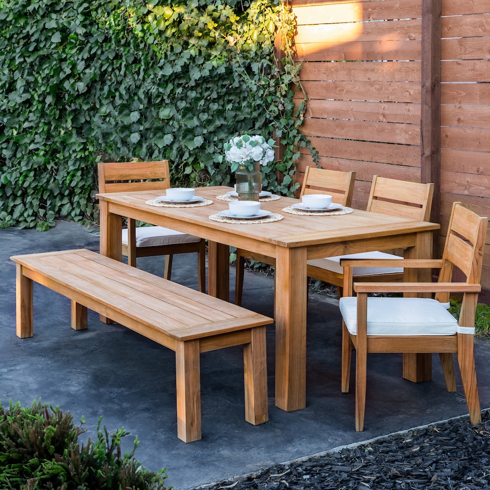 long beach light brown  pc outdoor dining   