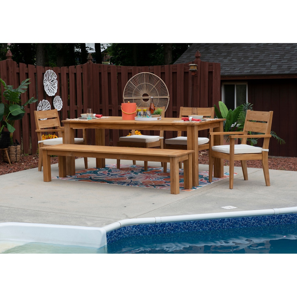 long beach light brown  pc outdoor dining   