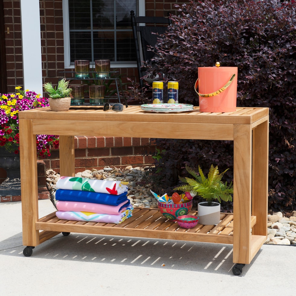 long beach light brown bar cart   