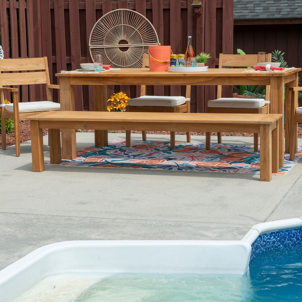 long beach light brown outdoor dining bench   