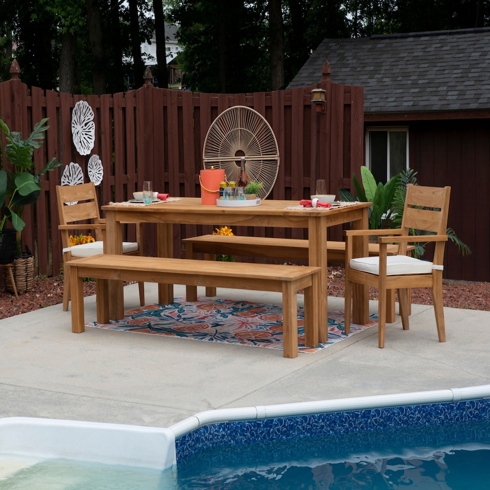 long beach light brown outdoor dining table   