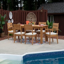 long beach light brown outdoor dining table   