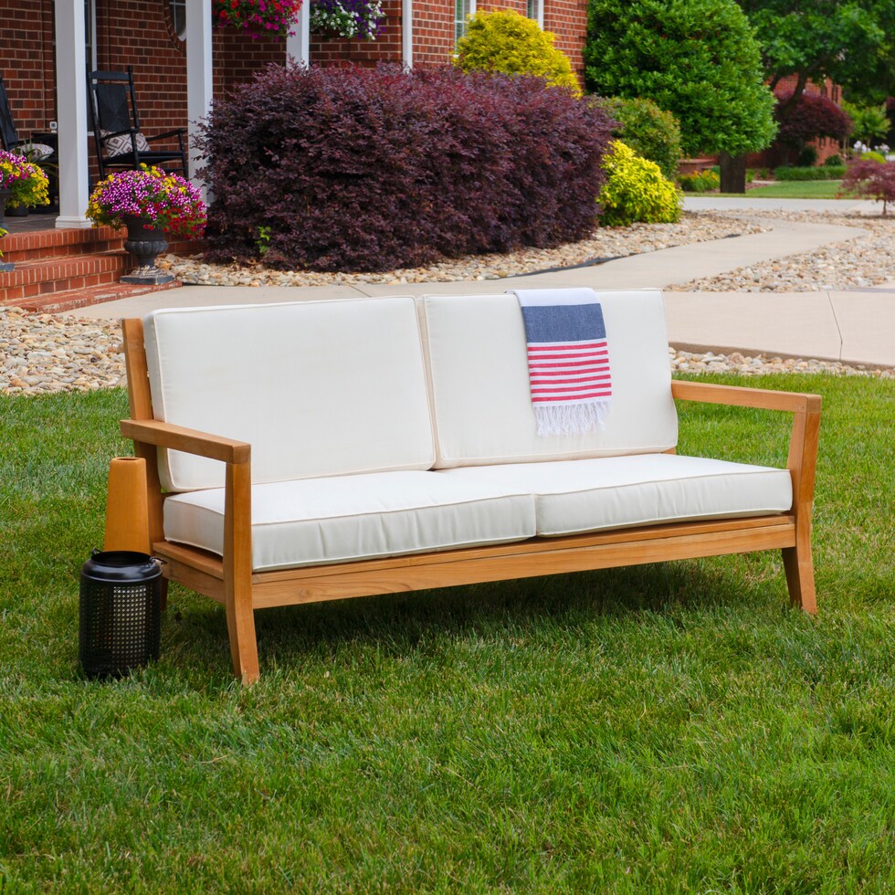 long beach natural antique white outdoor loveseat   