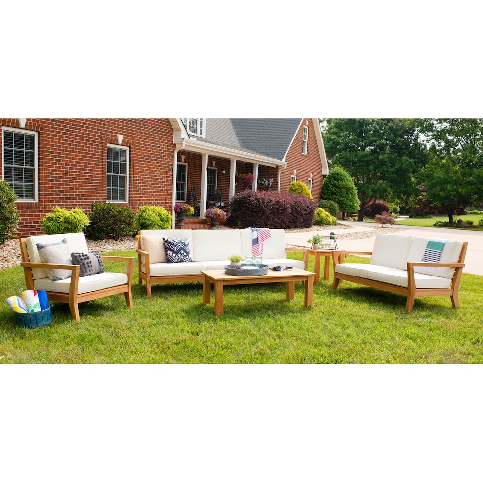 long beach natural antique white outdoor loveseat   