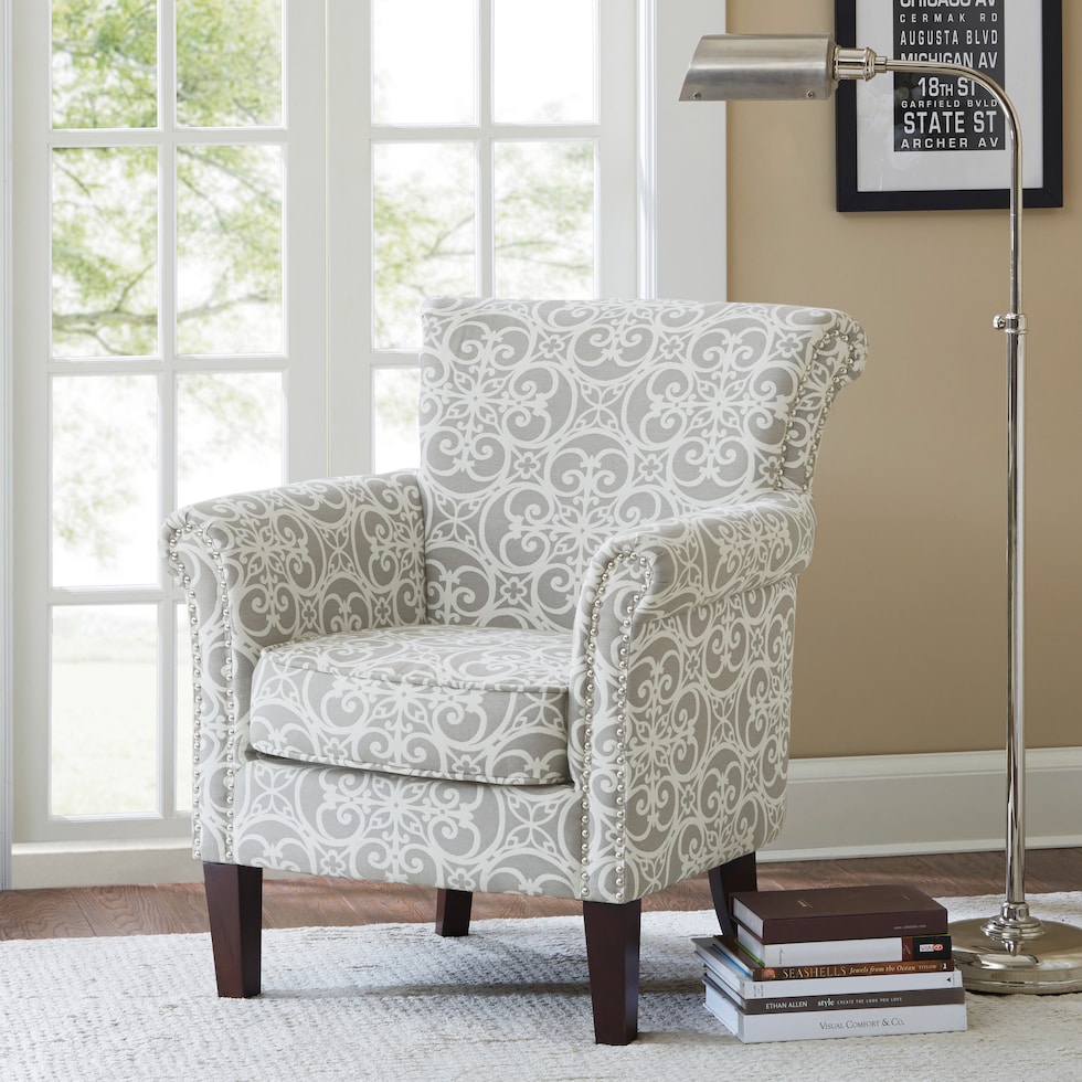 loretta gray accent chair   