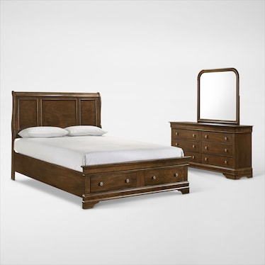 Louis 5-Piece Storage Bedroom Set with Dresser and Mirror