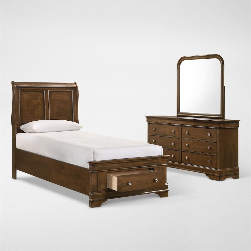 louis bedroom light brown  pc twin bedroom   