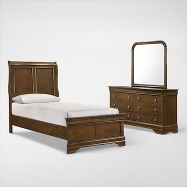 Louis 5-Piece Panel Bedroom Set with Dresser and Mirror