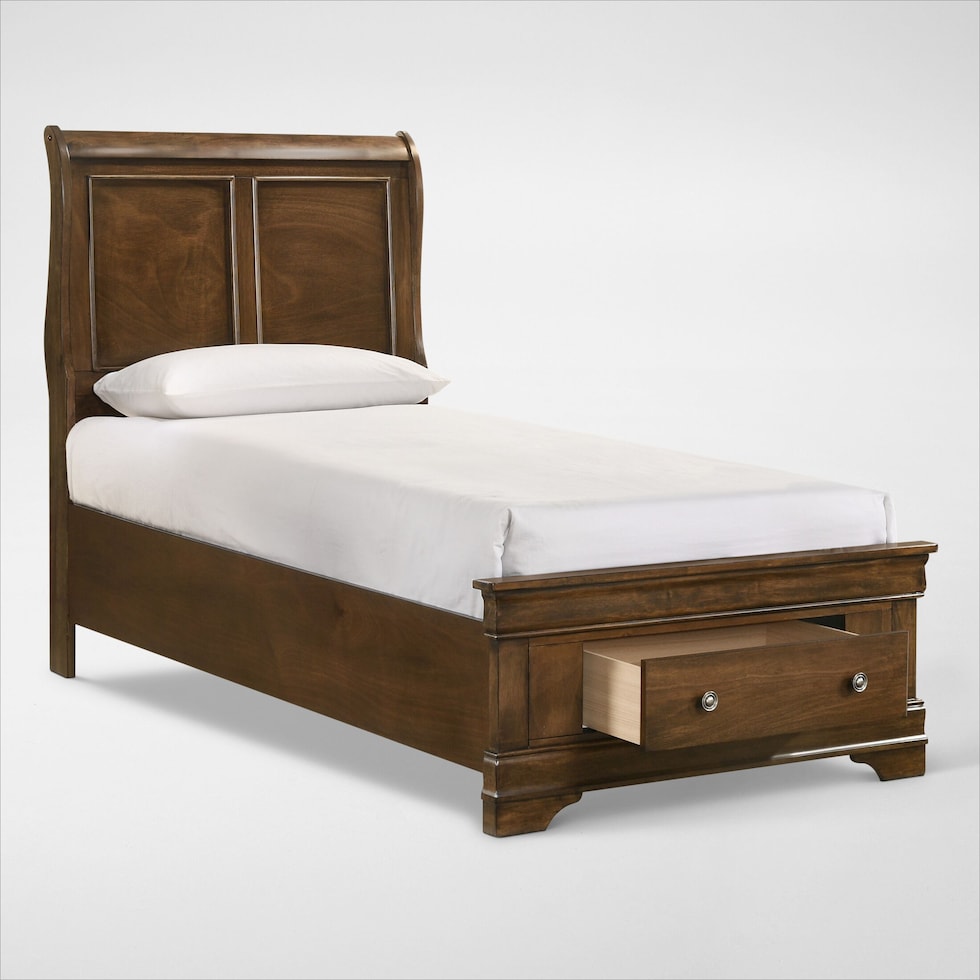 louis bedroom light brown twin bed   