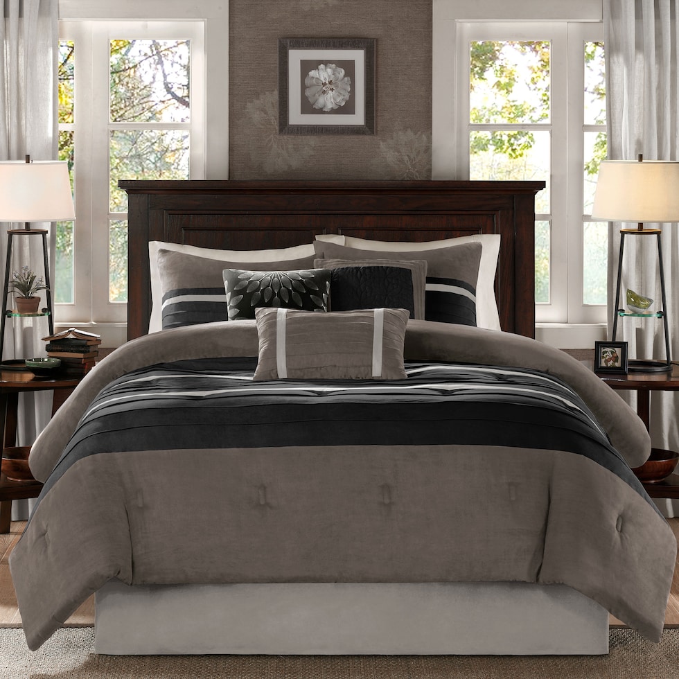 louise black and gray queen bedding set   