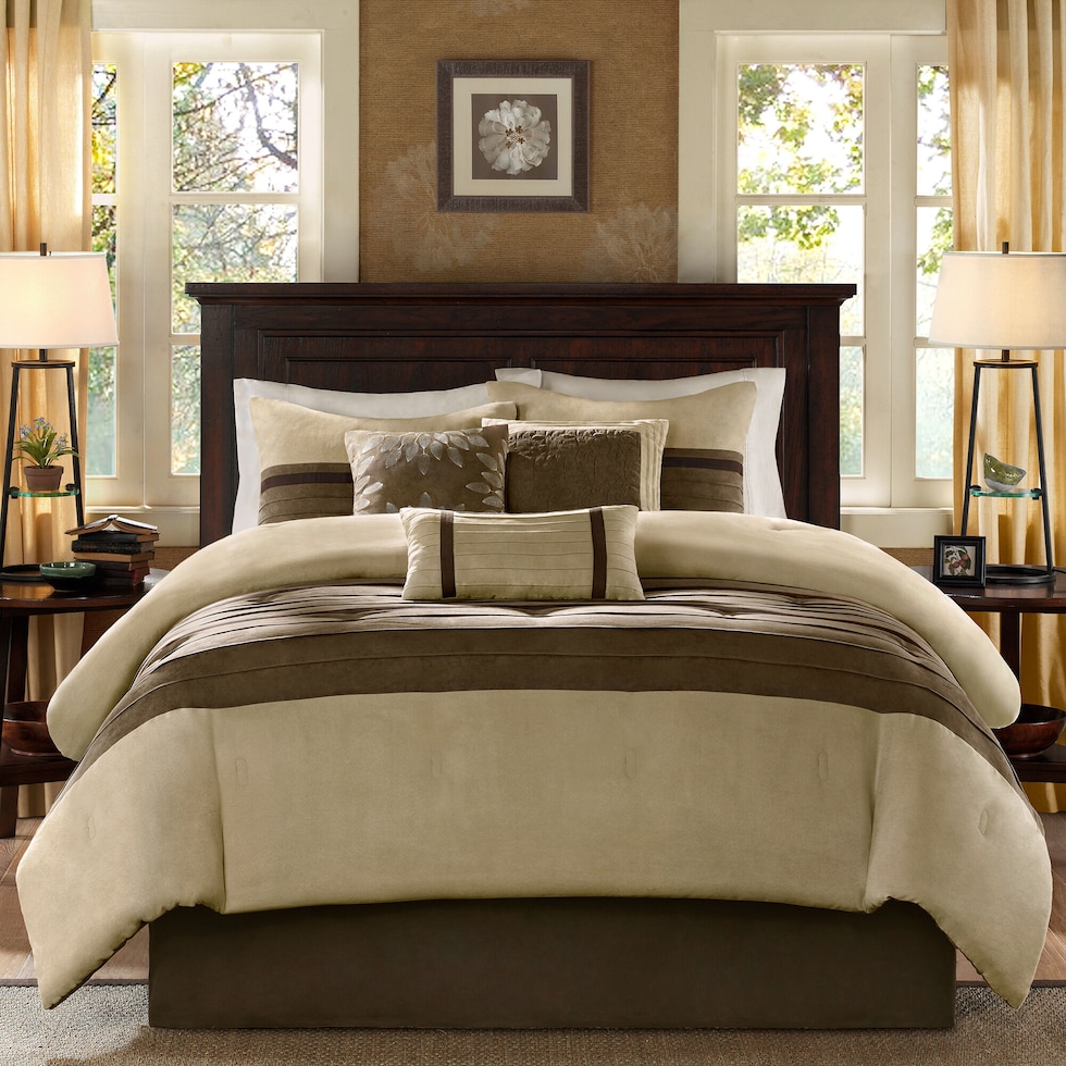 louise light brown california king bedding set   
