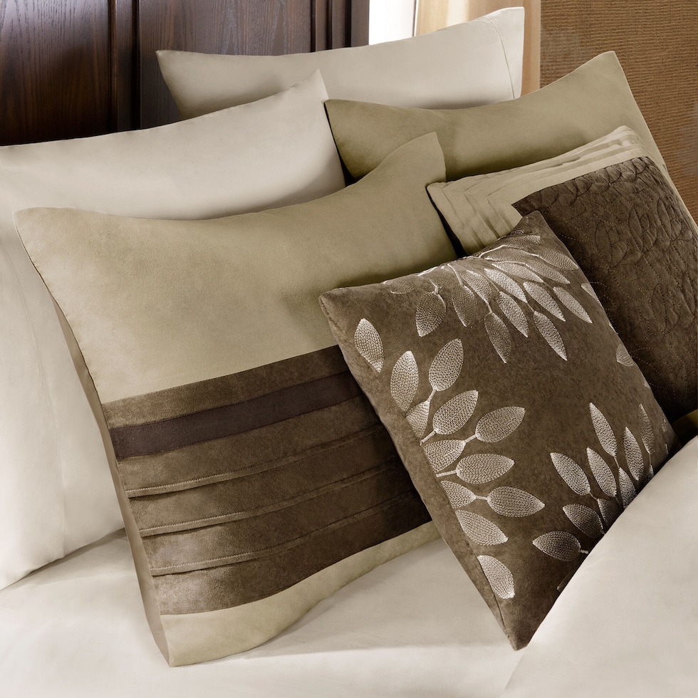 louise light brown california king bedding set   