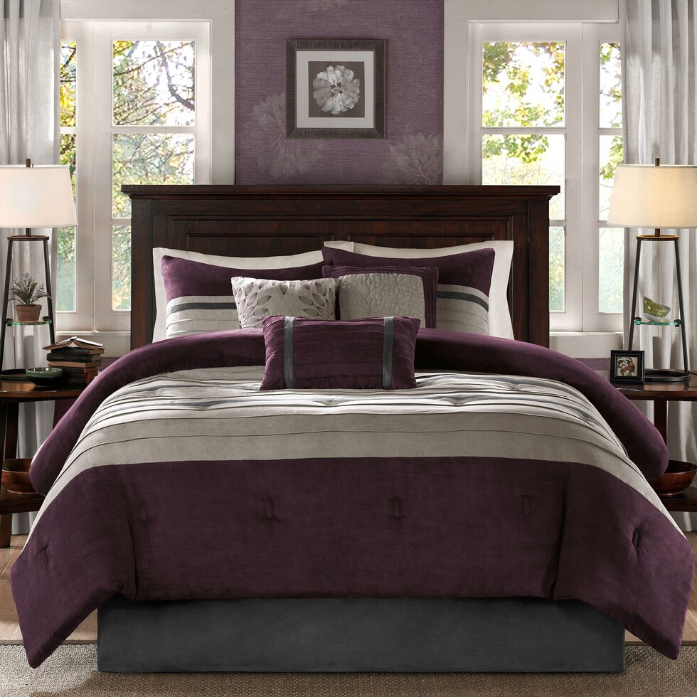 louise purple california king bedding set   