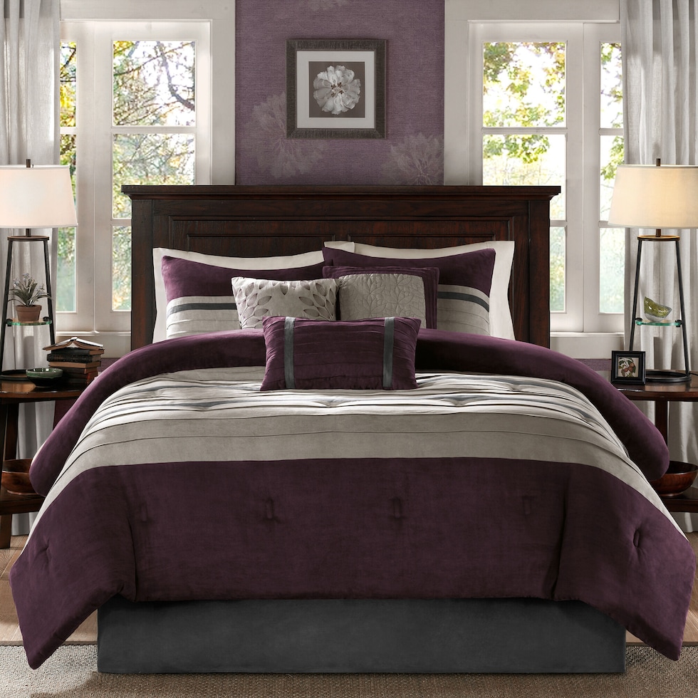louise purple queen bedding set   