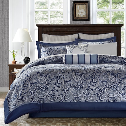 Louisiana Queen Complete Bed Set - Blue