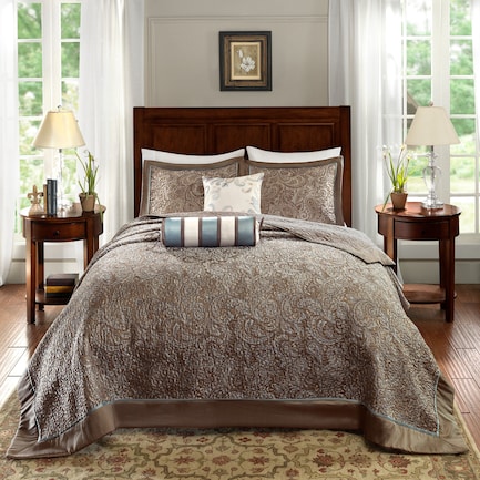 Louisiana Queen Reversible Bedspread Set - Taupe