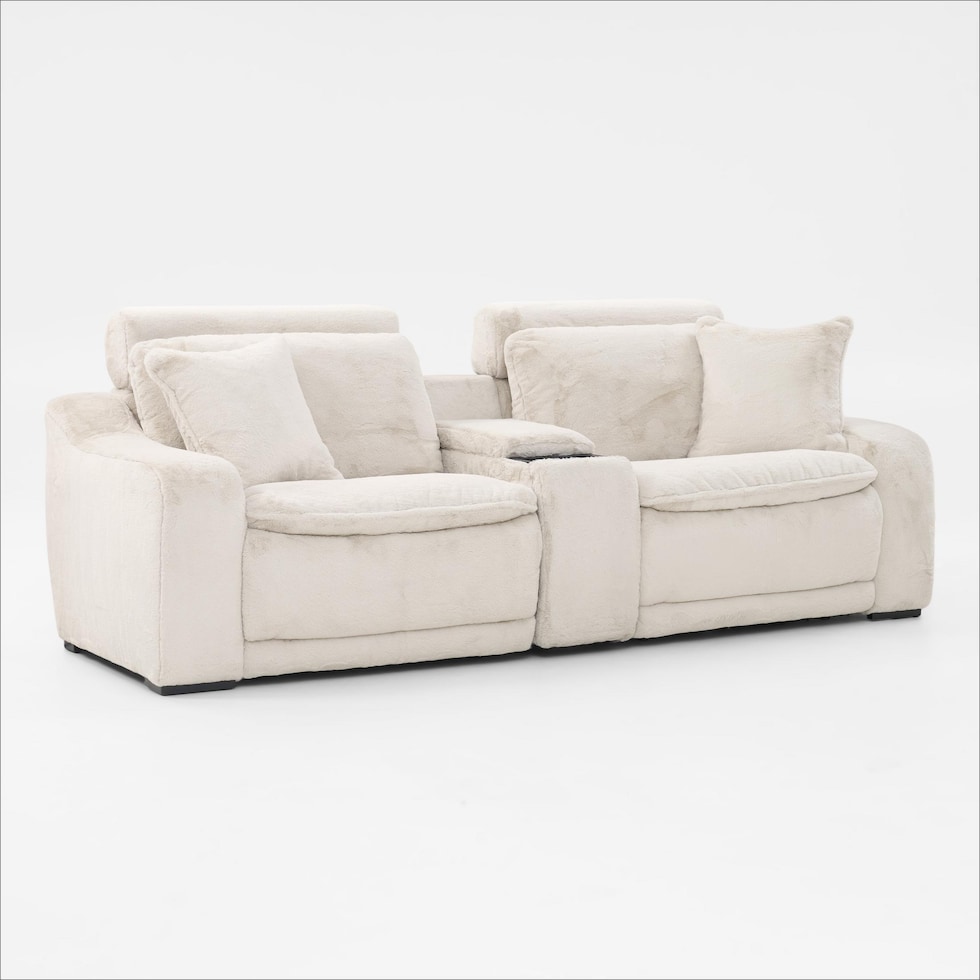 luca reclining white loveseat   