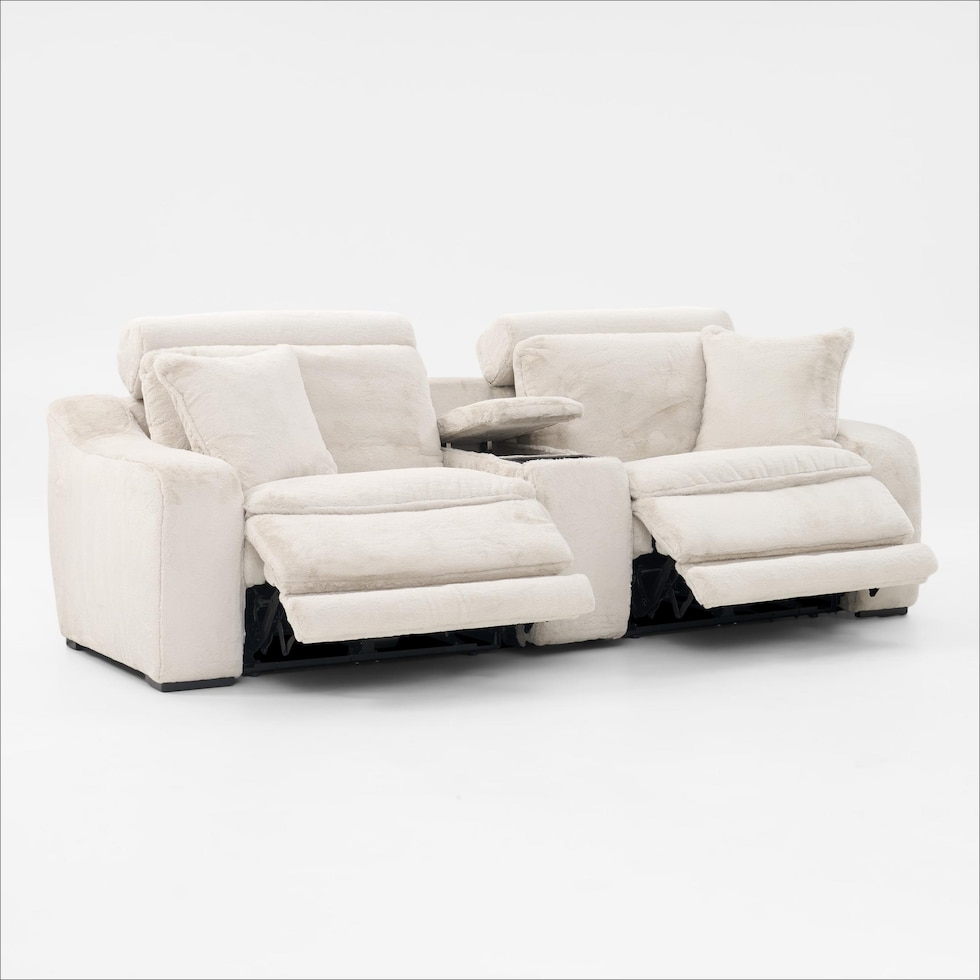 luca reclining white loveseat   