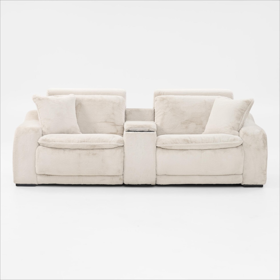 luca reclining white loveseat   