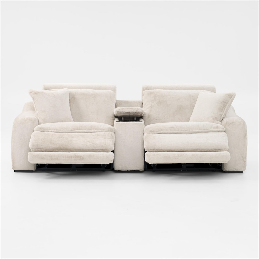 luca reclining white loveseat   