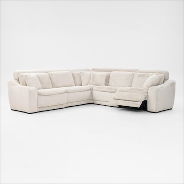 Luca Dual-Power 5-Piece Reclining Sectional - Ivory